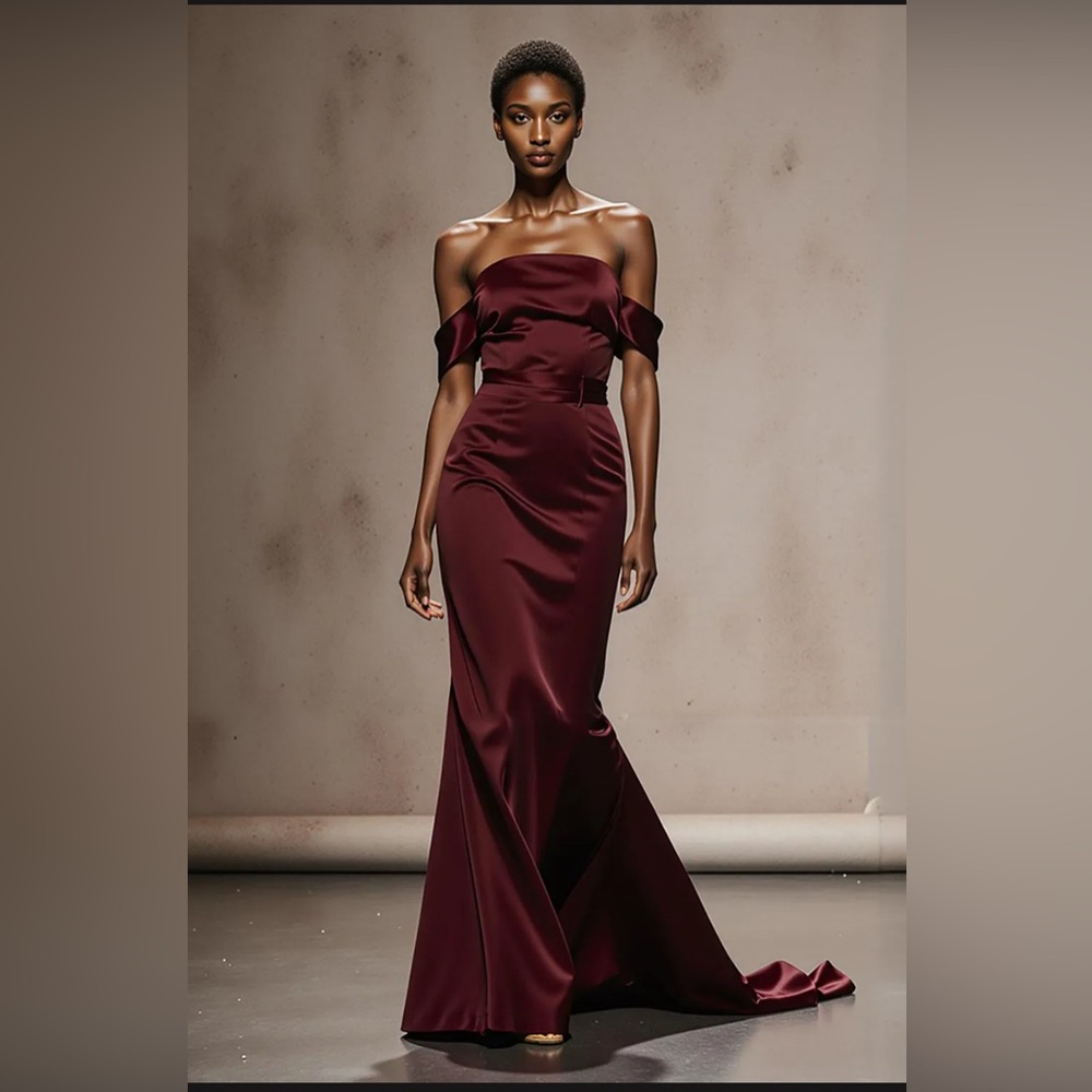 Black Off-Shoulder High-Low Gown (NEW)